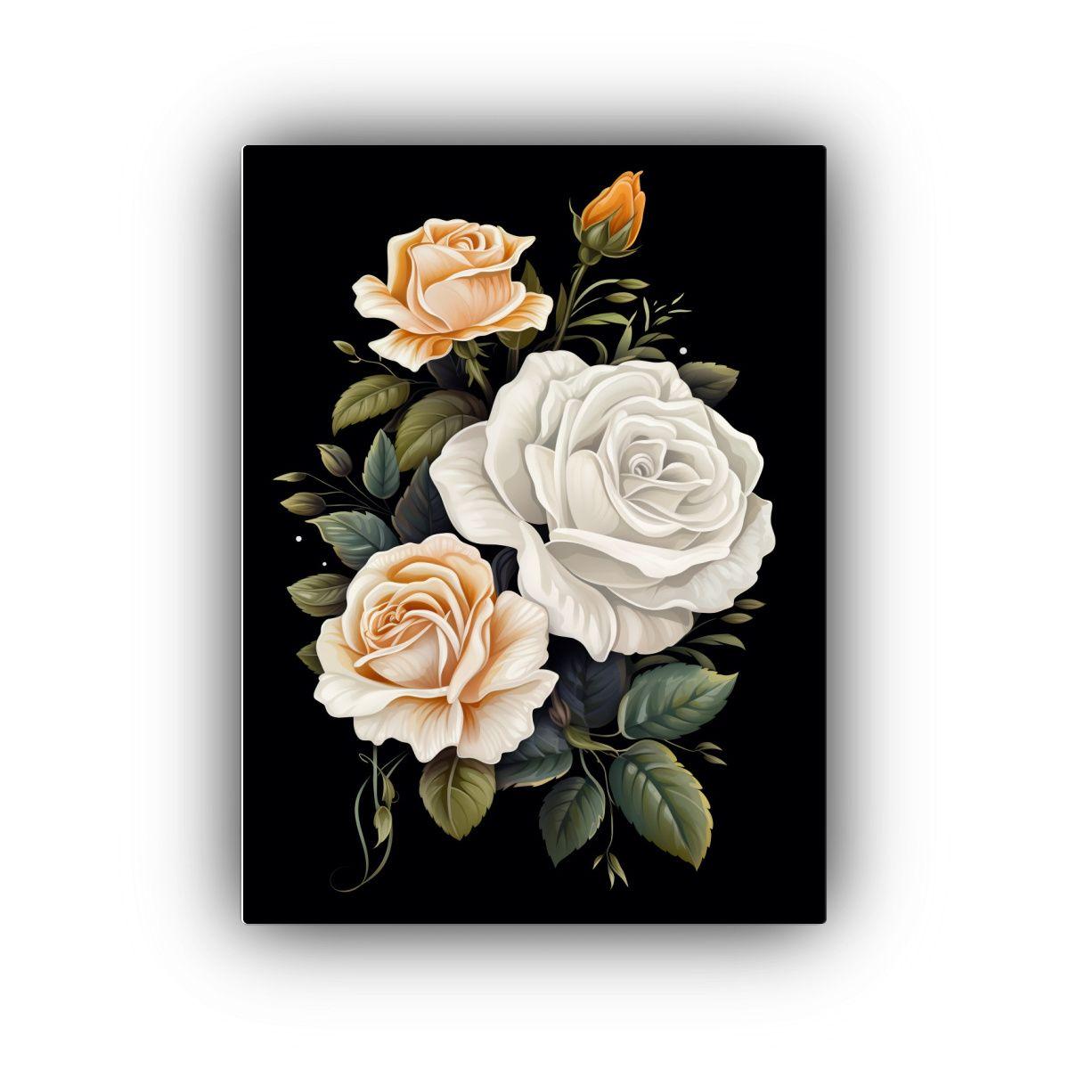 Pintura Decorativa Elegante De Rosas Blancas Y 40x50cm-0