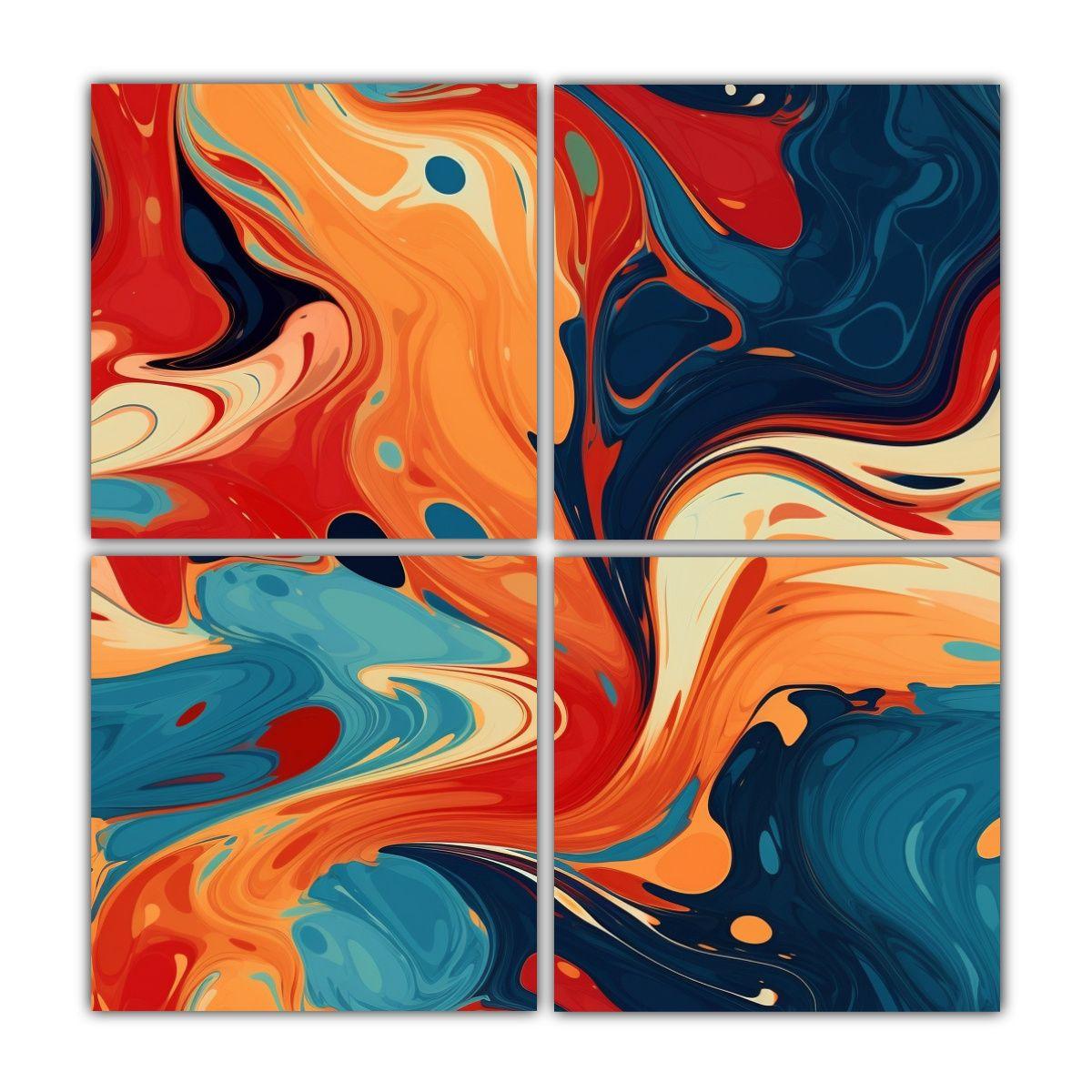 Mural Abstracto Espectacular Con 4 Composiciones 200x200 Cm-0