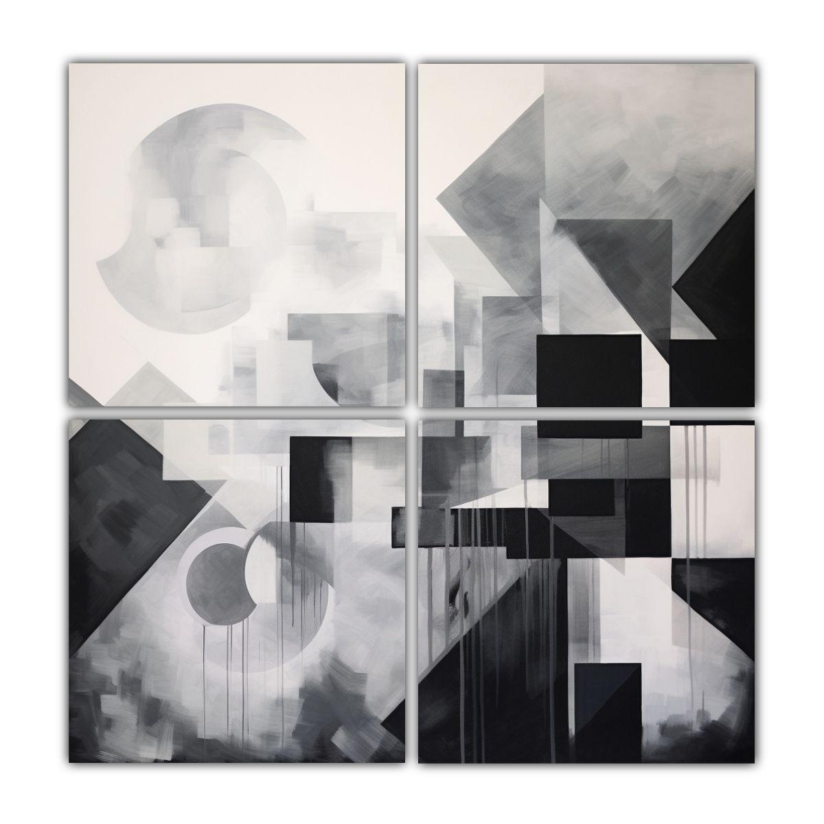 Pinturas Decorativas Abstractas En Blanco Y Negro 100x100 Cm-0