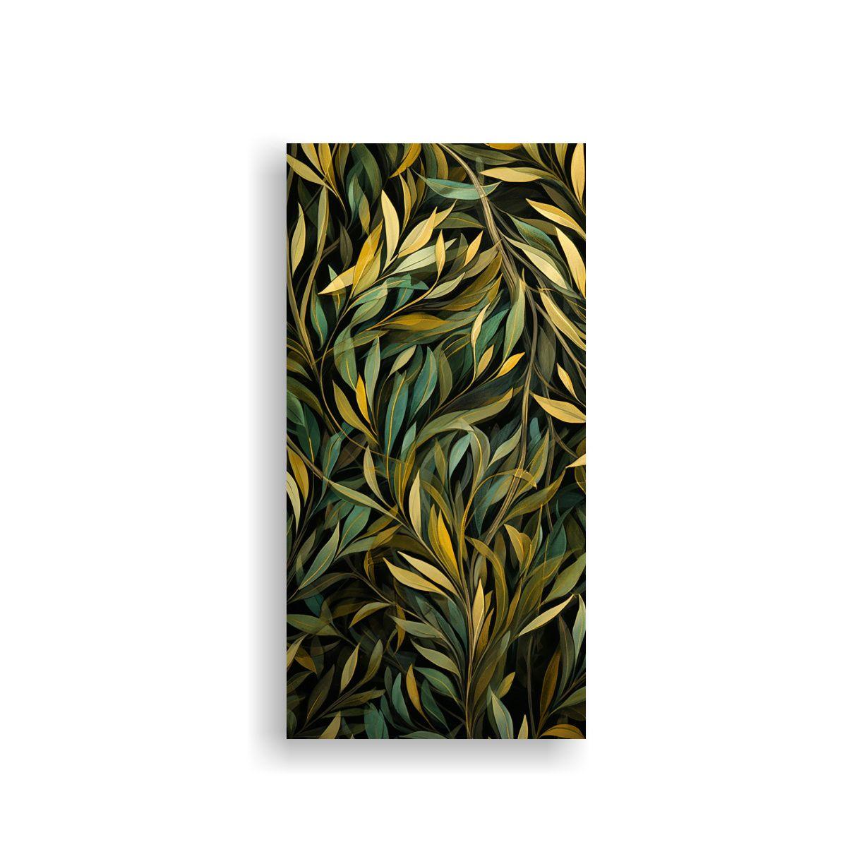 Cuadro De Lienzo Con Patrones Oliva Y Dorado 40x80cm-0