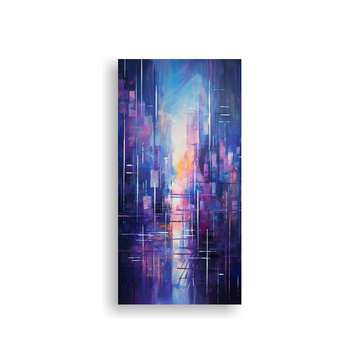 Cuadro Abstracto Acuarela Danza Energética Luces 20x40cm-0