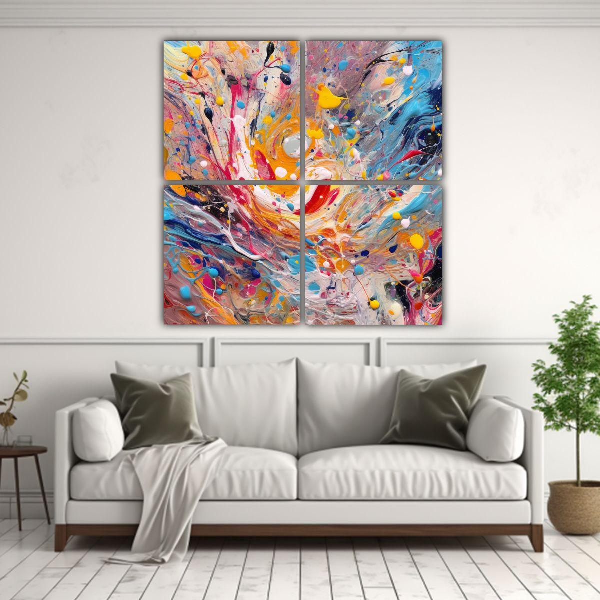 Cuatro Composiciones Colores Cocina DecoCuadros 200x200 Cm-2