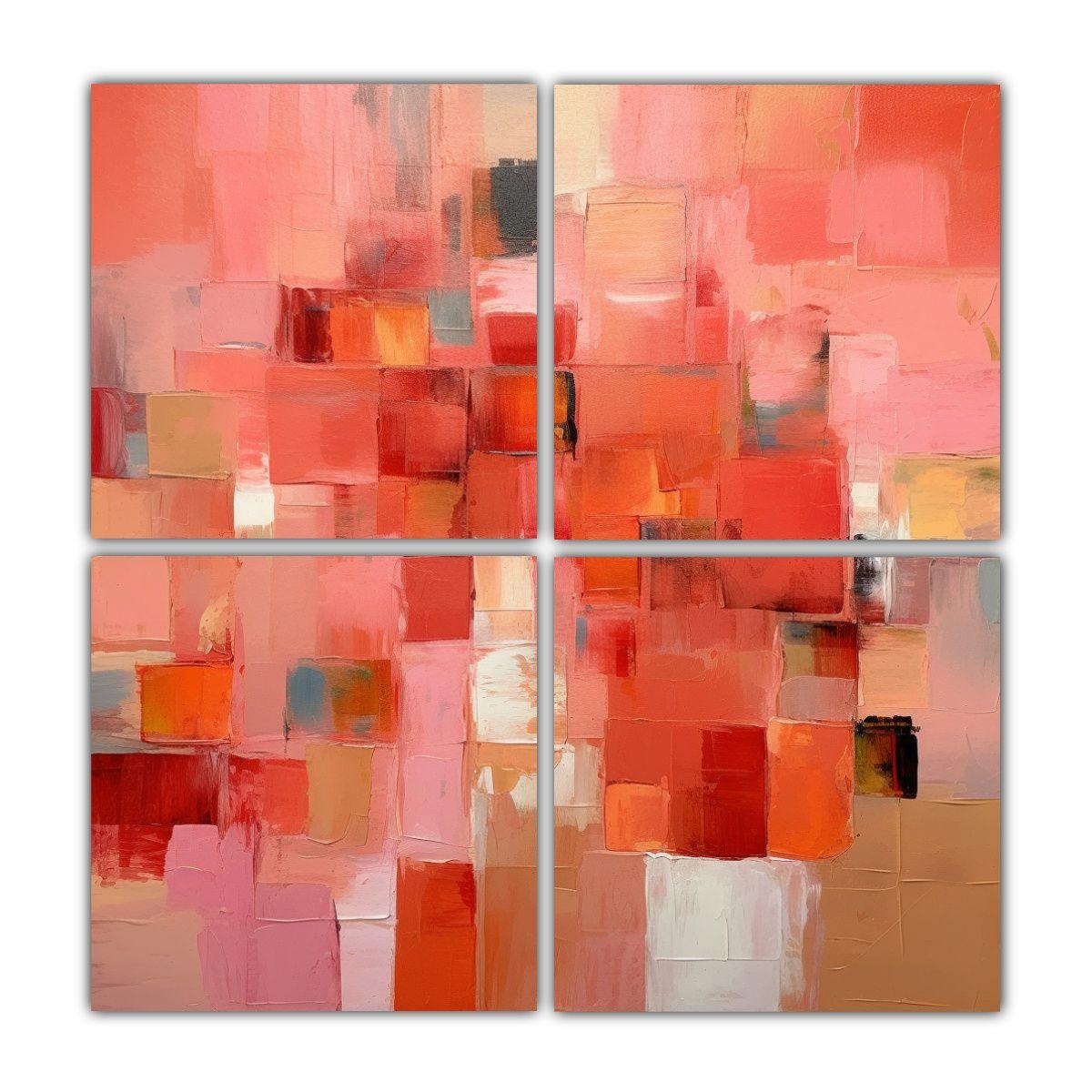 Cuatro Cuadros En Bastidor Impreso De Pinturas 140x140 Cm-0