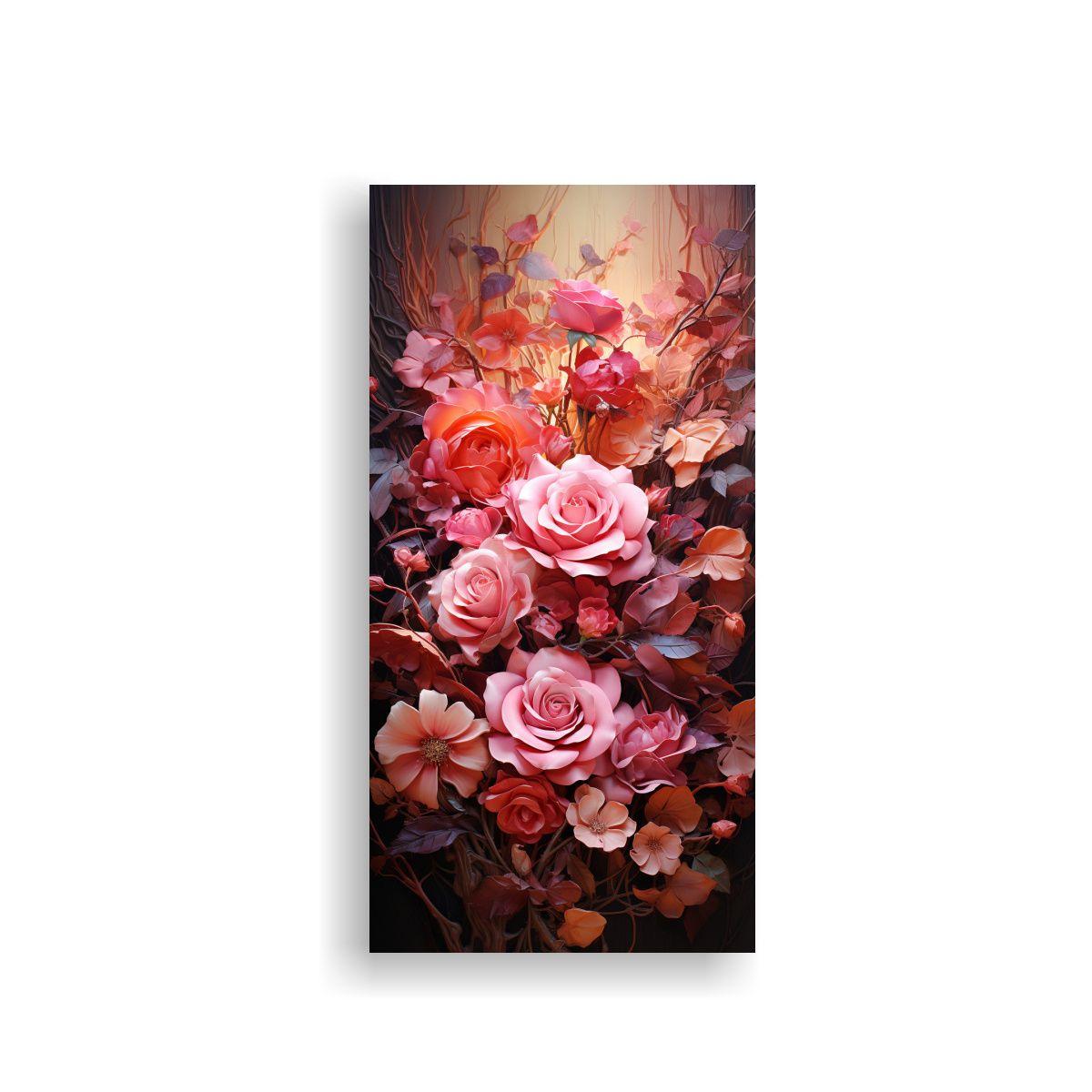 Tela En Bastidor Tonos Formación Envolvente Rosa 50x100cm-0