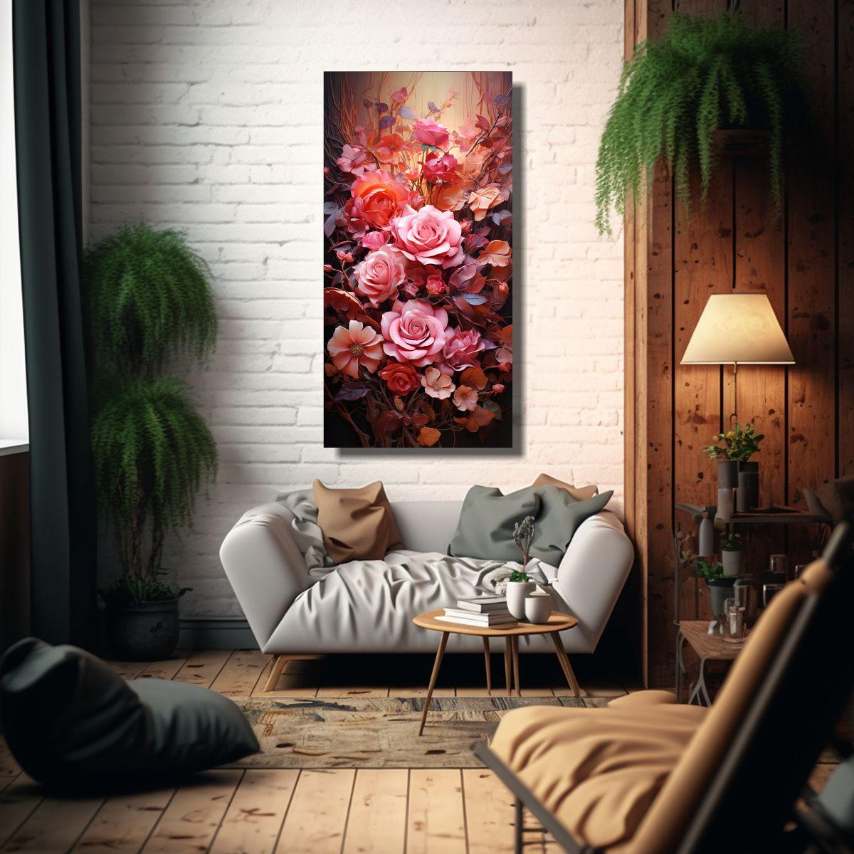Tela En Bastidor Tonos Formación Envolvente Rosa 50x100cm-2