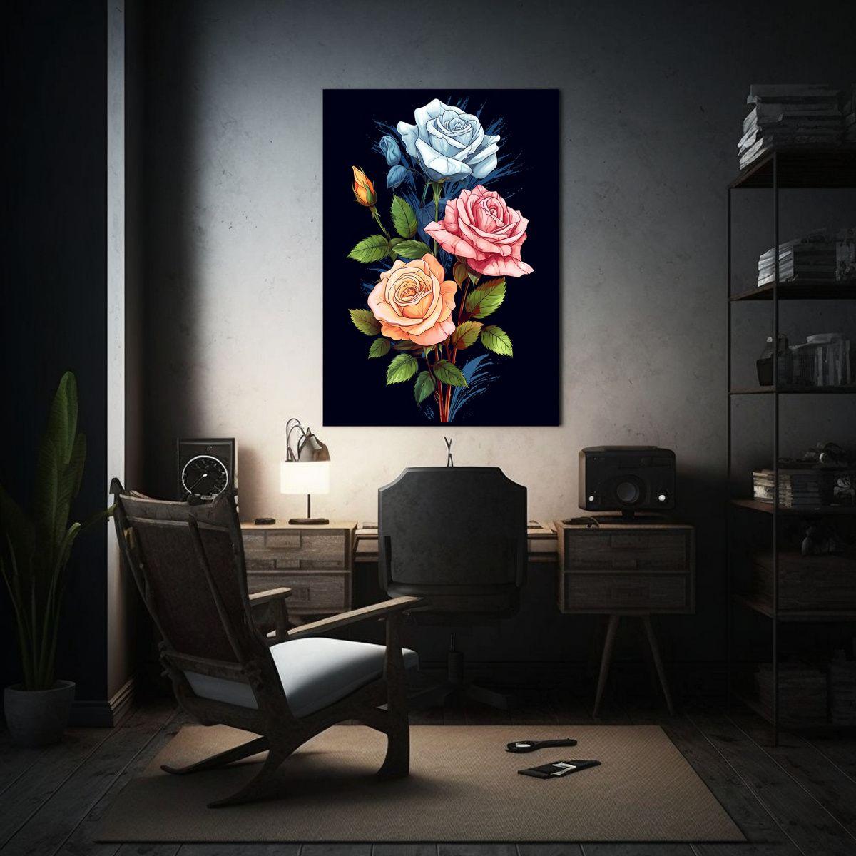 Pintura Decorativa De Rosas Blancas Y Flores 20x30cm-2