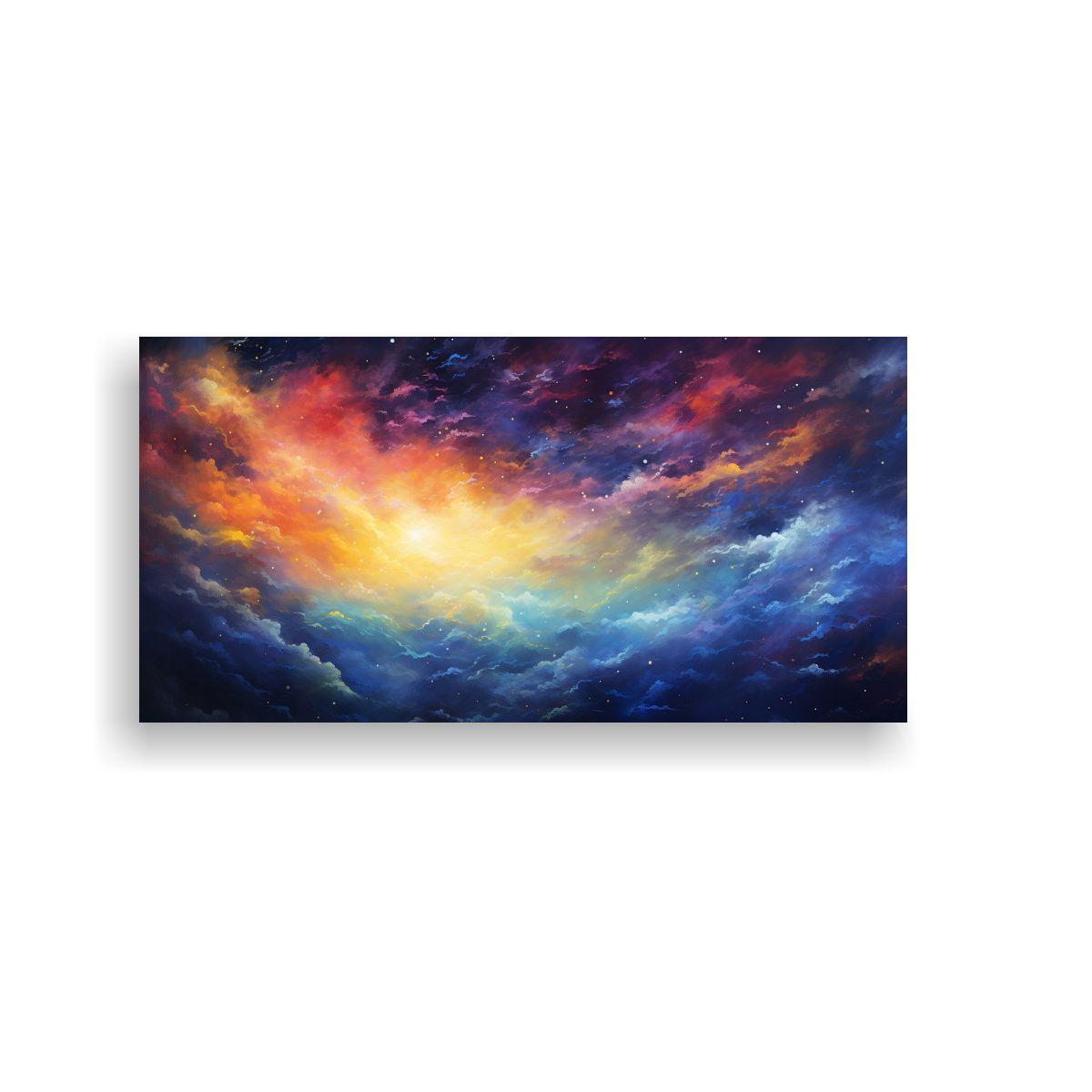 Pintura Decorativa: Noche Estrellada Con Arcoíris 120x60cm-0