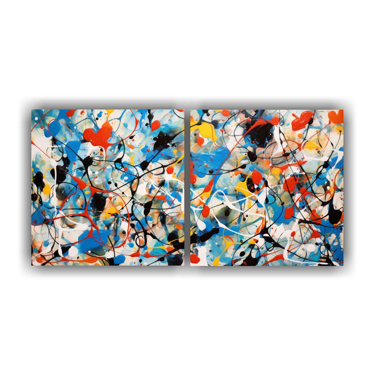Pintura Decorativa Estilo Jackson Pollock Con 60x30 Cm-0