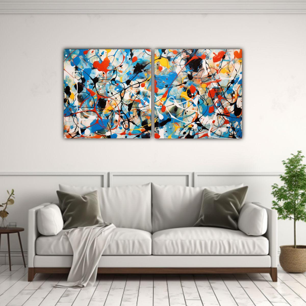 Pintura Decorativa Estilo Jackson Pollock Con 60x30 Cm-2