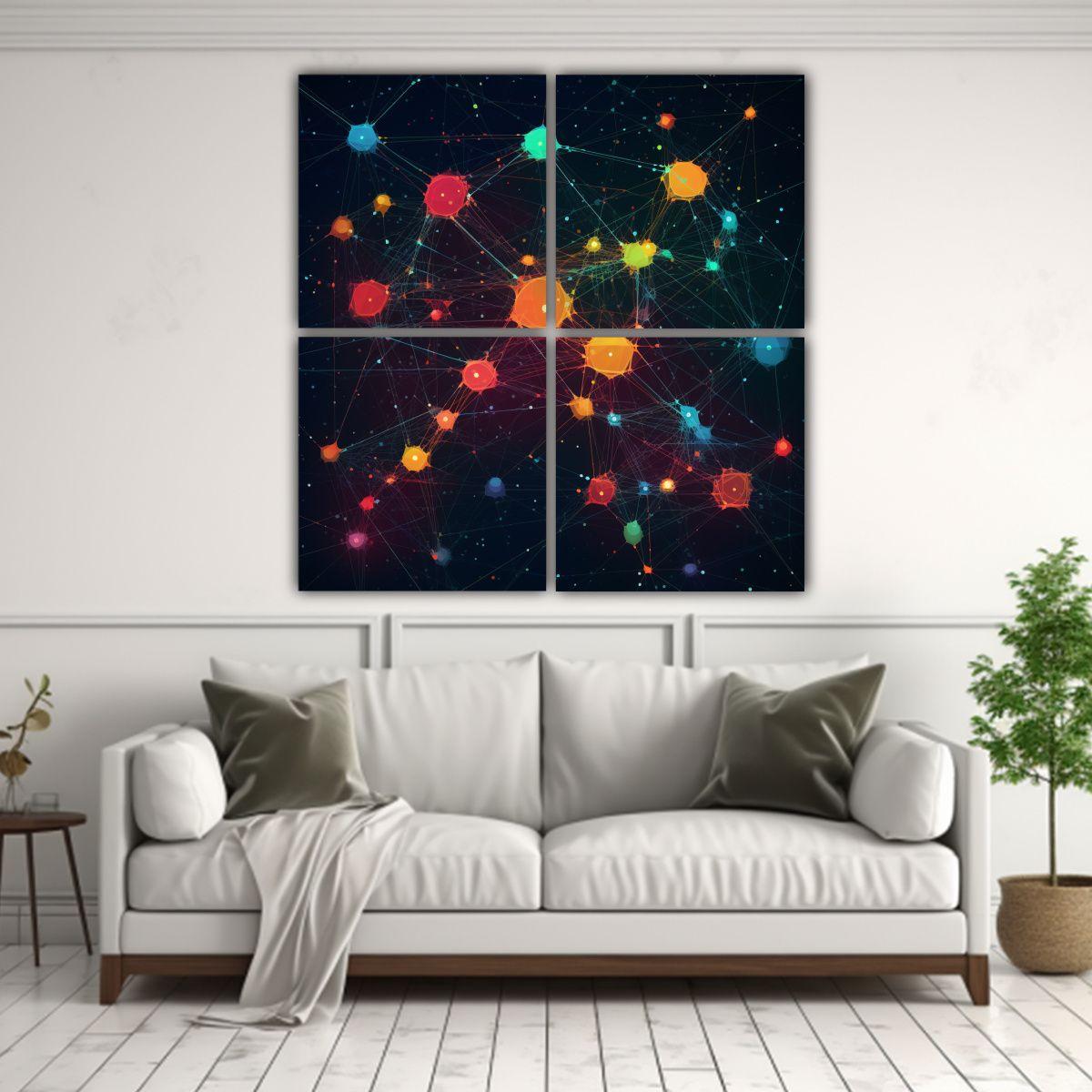 Cuatro Lienzos De Tela Abstracción 180x180 Cm-2