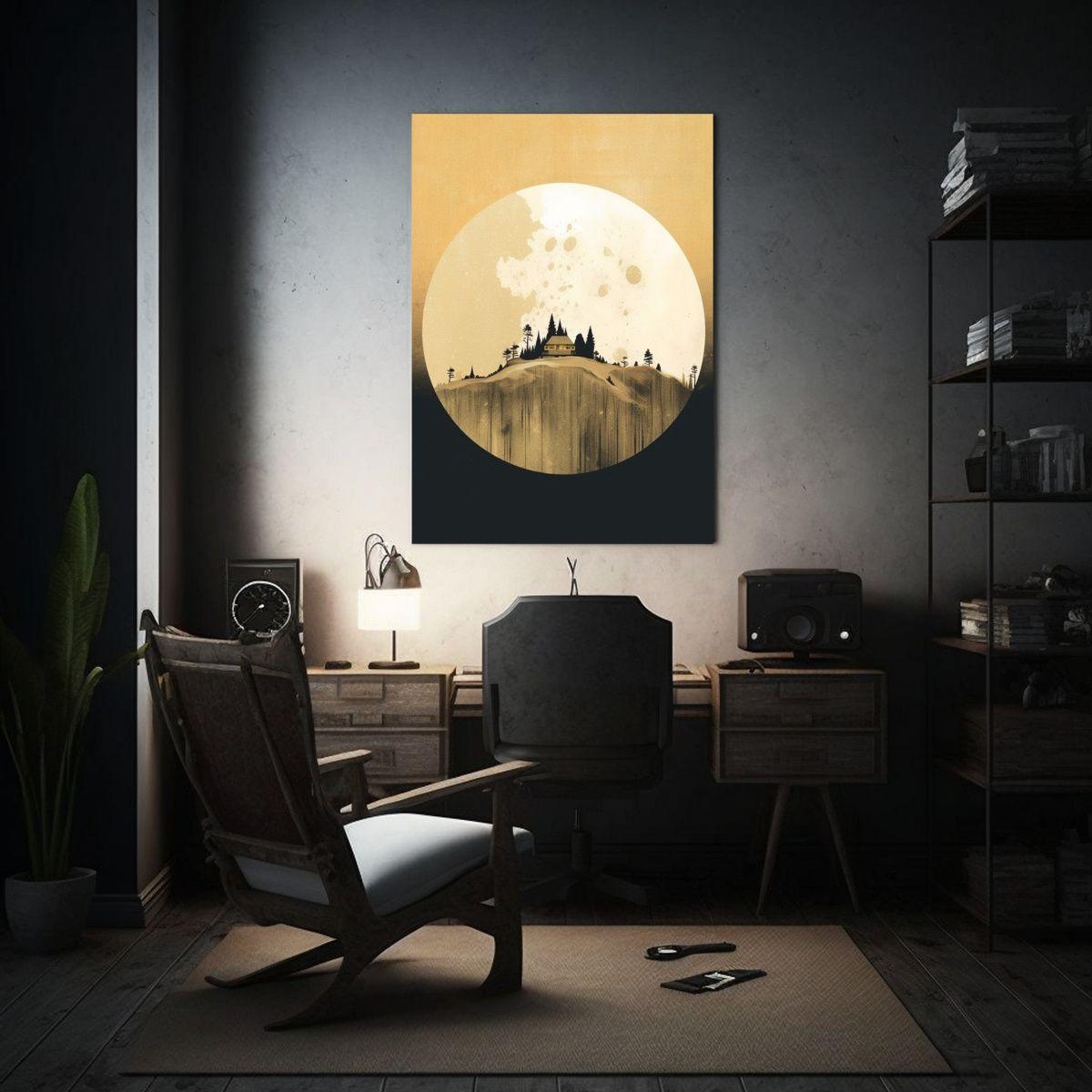 Pinturas Decorativas Estilo Icónico: Luna De Oro En El Arte 60x90cm-2
