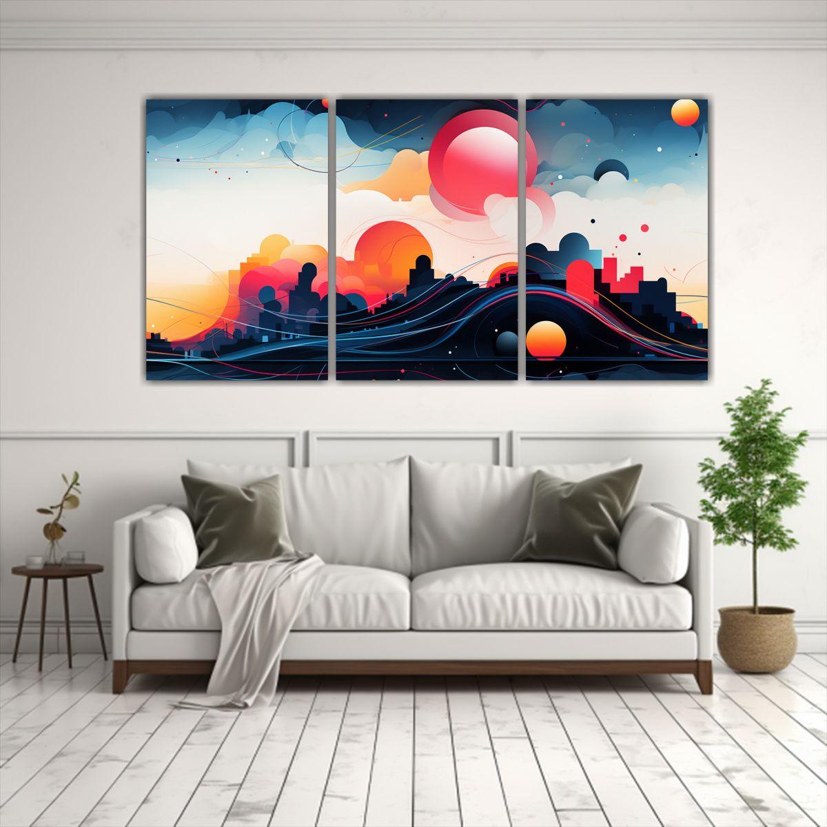 Conjunto 3 Lienzos Dibujo John Harris Abstracto 150x75 Cm-2