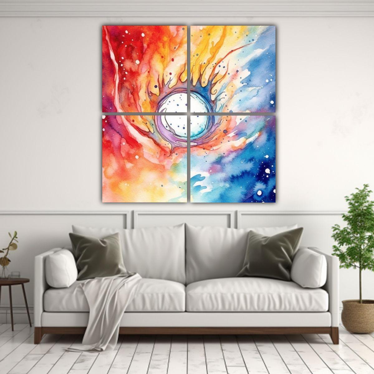 Pinturas Decorativas De 4 Telas En Bastidor 60x60 Cm-2