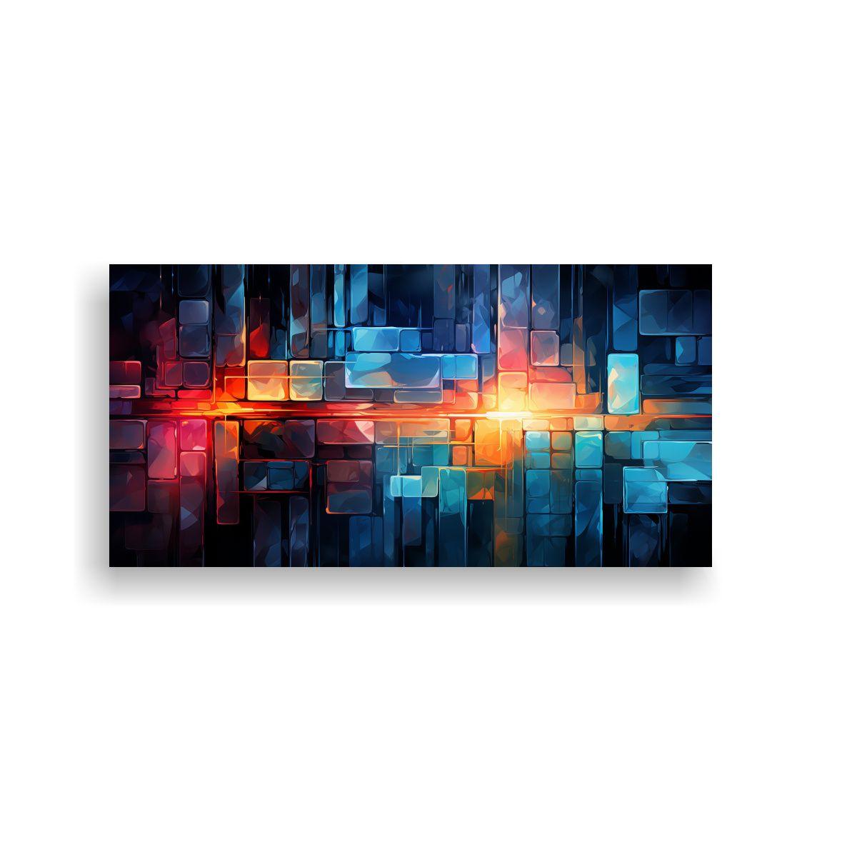 Cuadro Abstracto Moderno Con Diseño AI En Forma 80x40cm-0