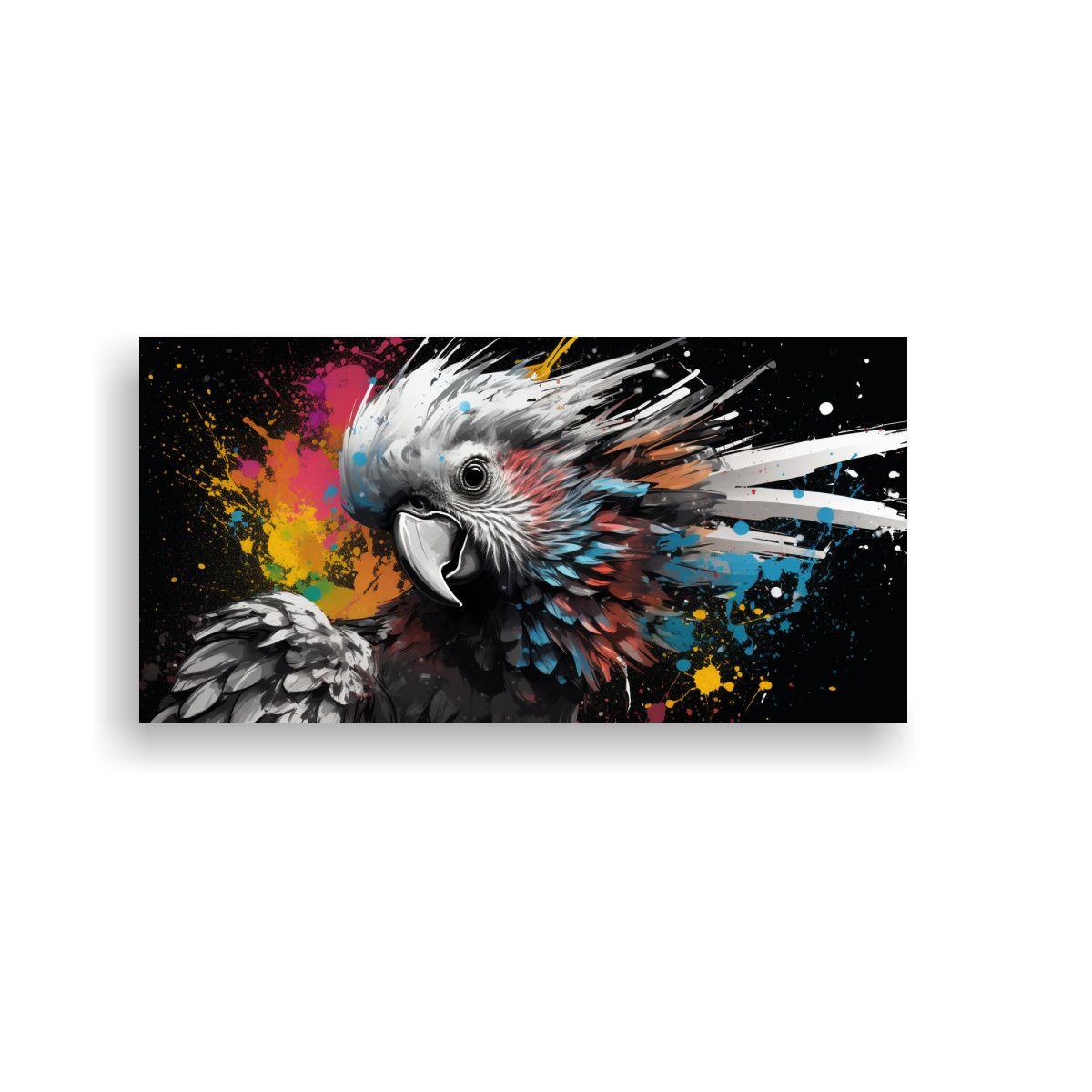 Cuadro De Pared Arte Original: Cacatúa En Blanco 160x80cm-0