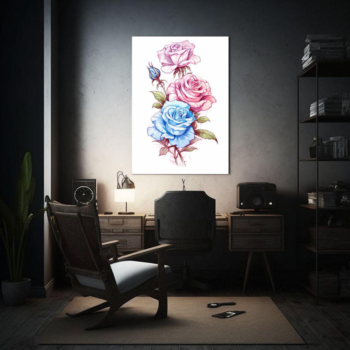 Cuadro Rosa Estética Arte Floral Impresión 20x30cm-2