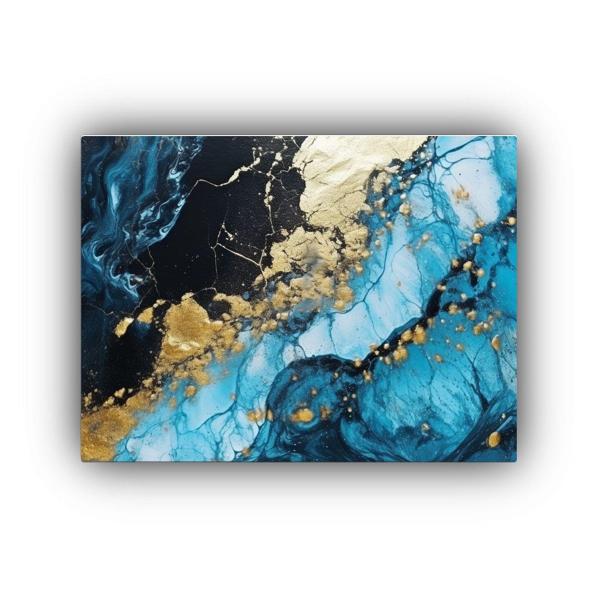 Pinturas Decorativas Abstractas: Textura Azul De Piel De Vac 60x40cm-0