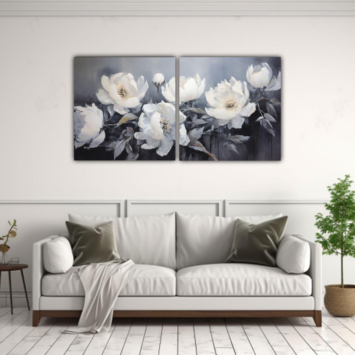 Cuadro Impreso Armonía De Colores Peonías 100x50 Cm-2