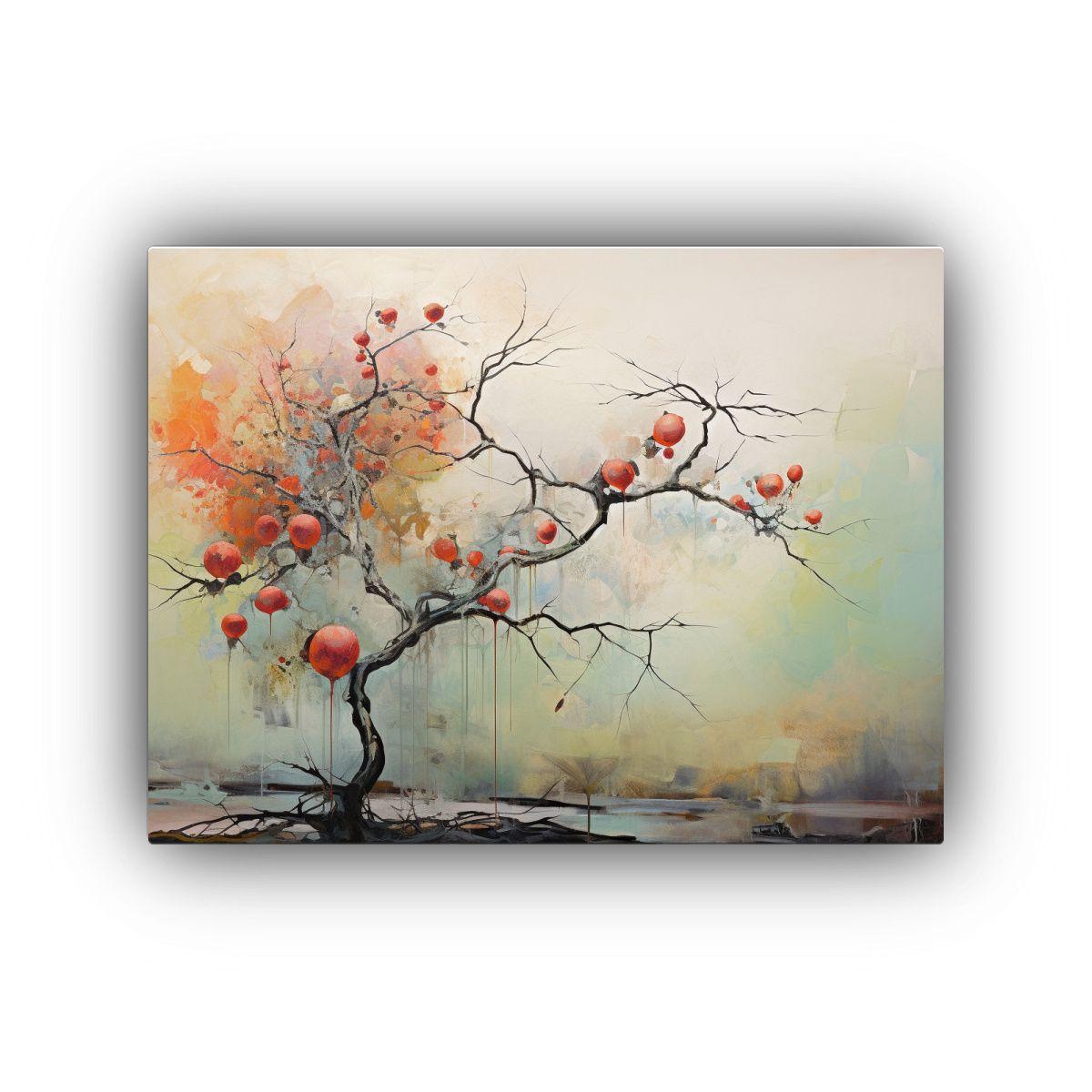 Cuadro Conceptual Clásico: Árbol De Manzana En Estilo Abst 90x60cm-0