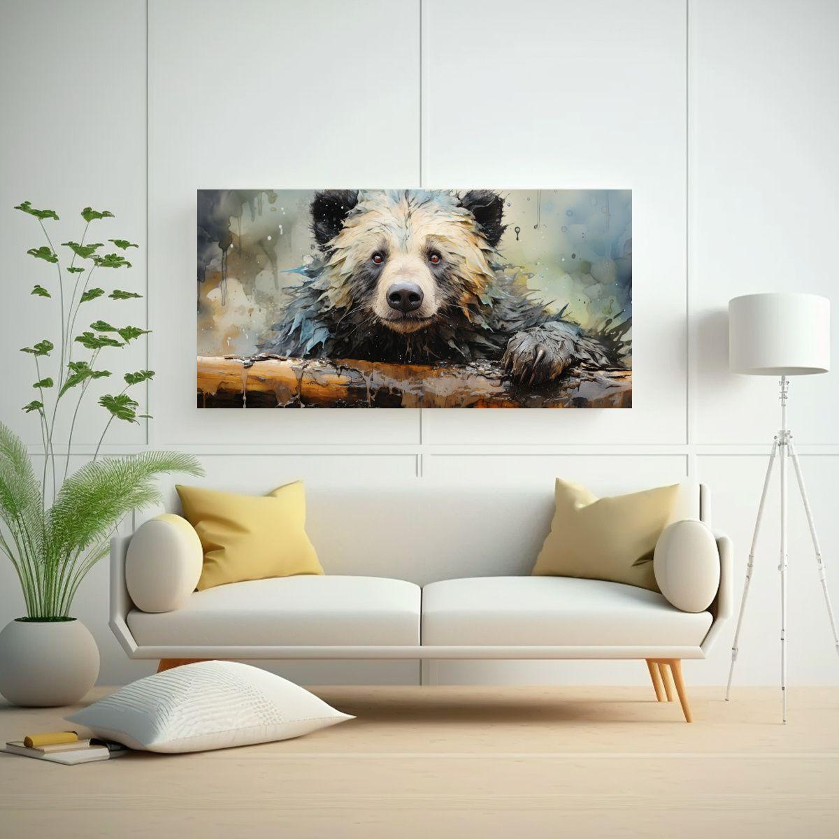 Cuadro De Estilo Acuarela Colorida De Oso Perezoso 140x70cm-2