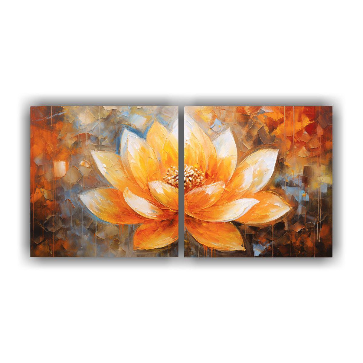 Diptico Cuadro Estrellados En Pintura De Loto 80x40 Cm-0