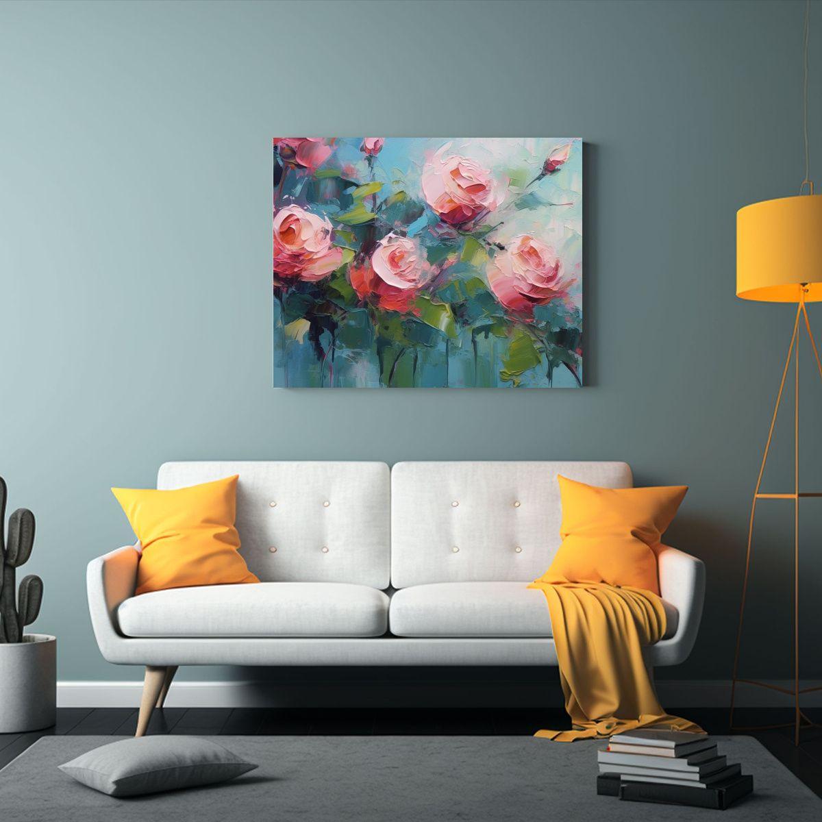 Cuadro Inspiración Fantástico: Rosas Rojas Y Azul Brillant 45x30cm-2