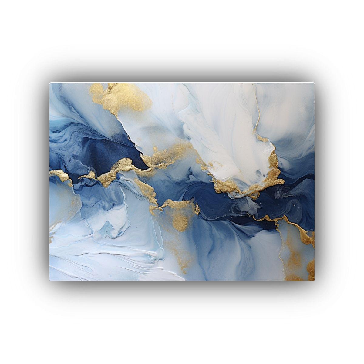 Cuadro Abstracto En Tela Con Colores Oro Y Azul 30x20cm-0