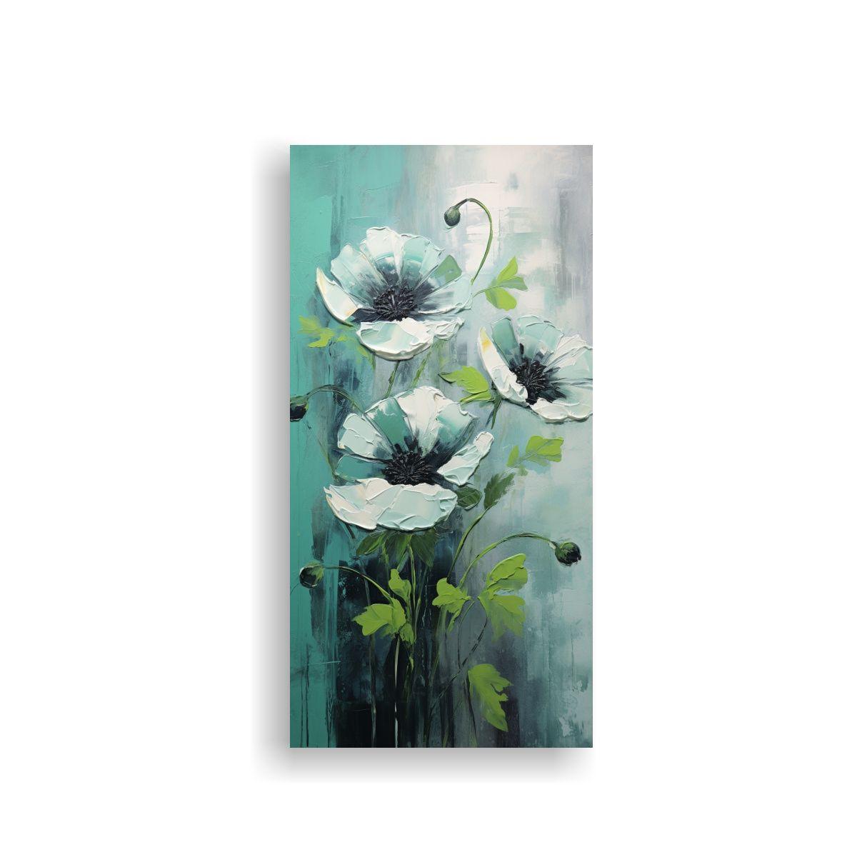 Pintura En Lienzo Para Decoración Floral Verde Y 80x160 Cm-0
