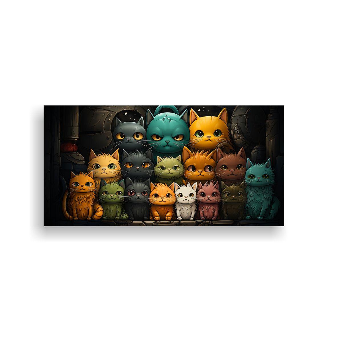 Pinturas De Decoración De Gatos De Colores 100x50cm-0
