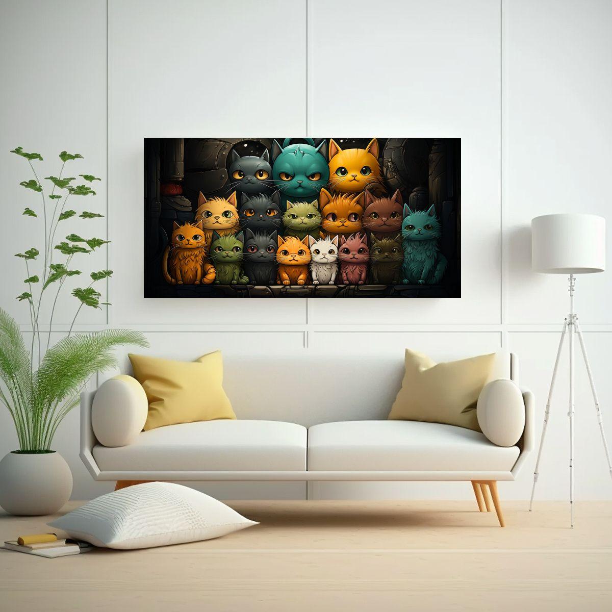 Pinturas De Decoración De Gatos De Colores 100x50cm-2