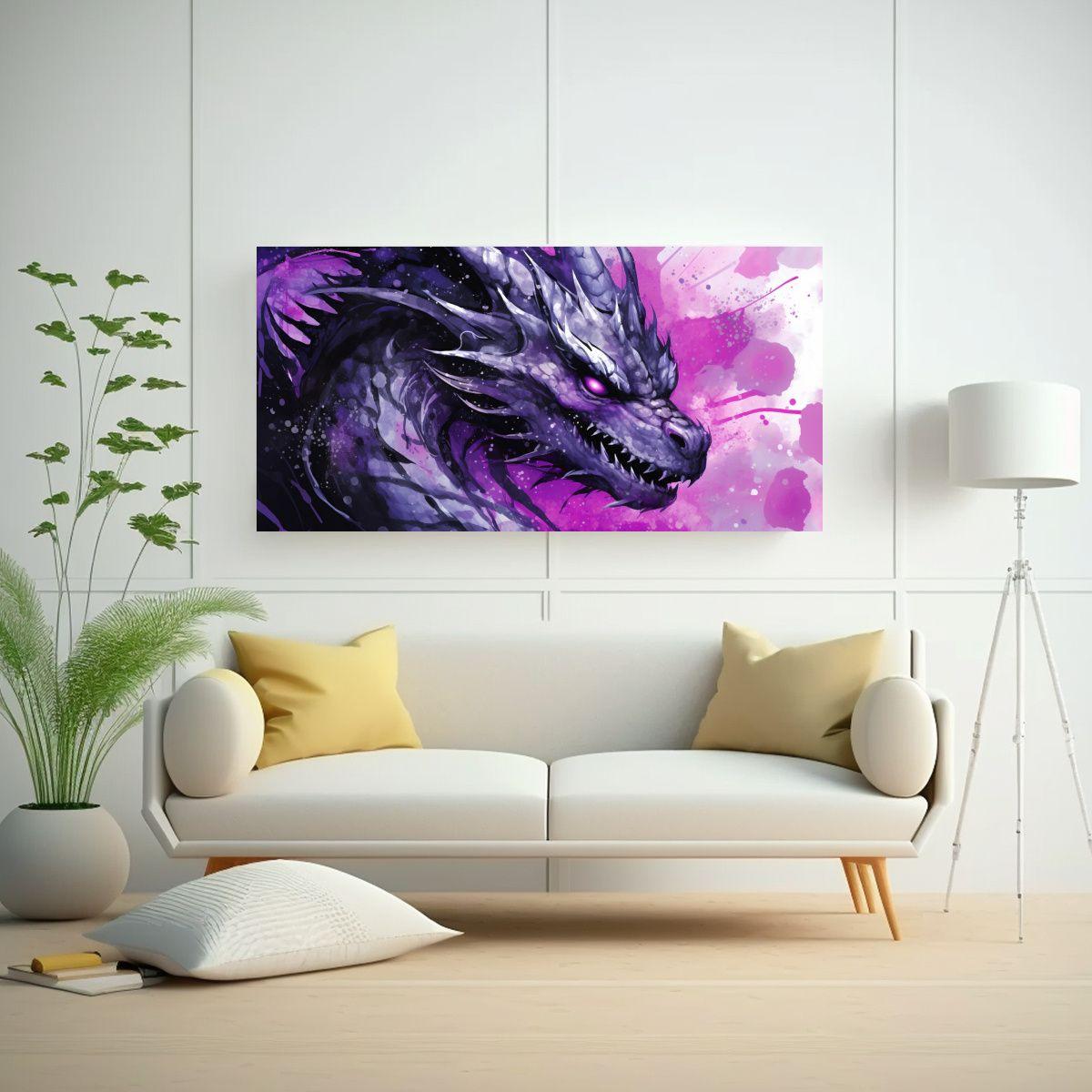 Cuadro Decorativo Ambiente: Dragón En Colores 100x50cm-2