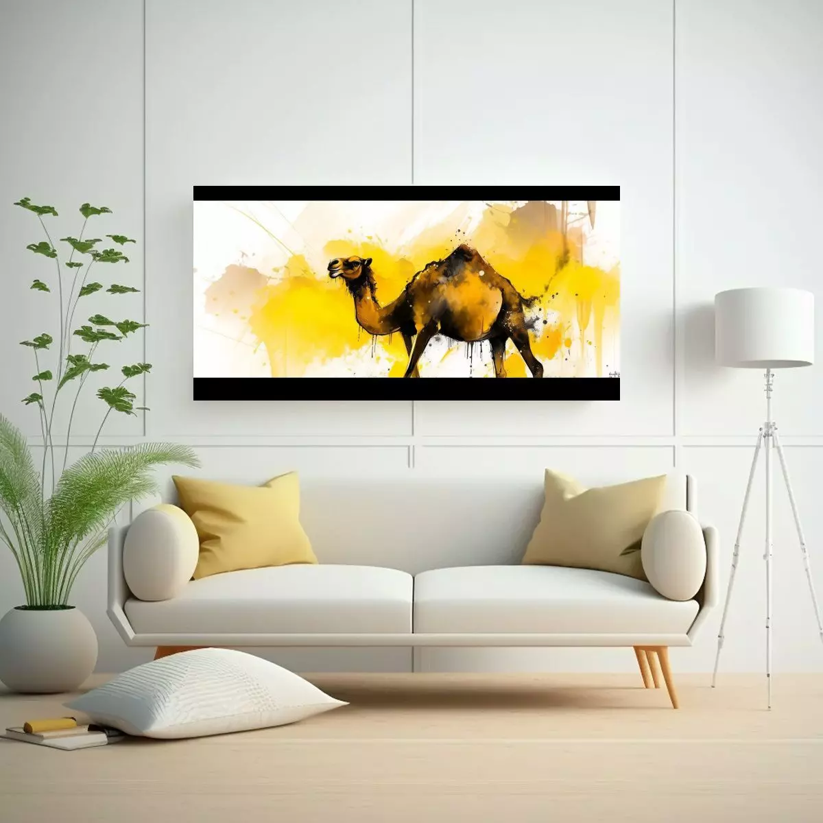 Cuadro Inspiración Camellos Amarillos Y Negros 140x70cm-2
