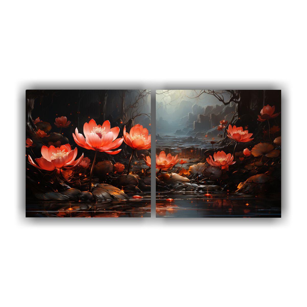 Dos Artes Moderno Simetrico Pintura En Lienzo 140x70 Cm-0