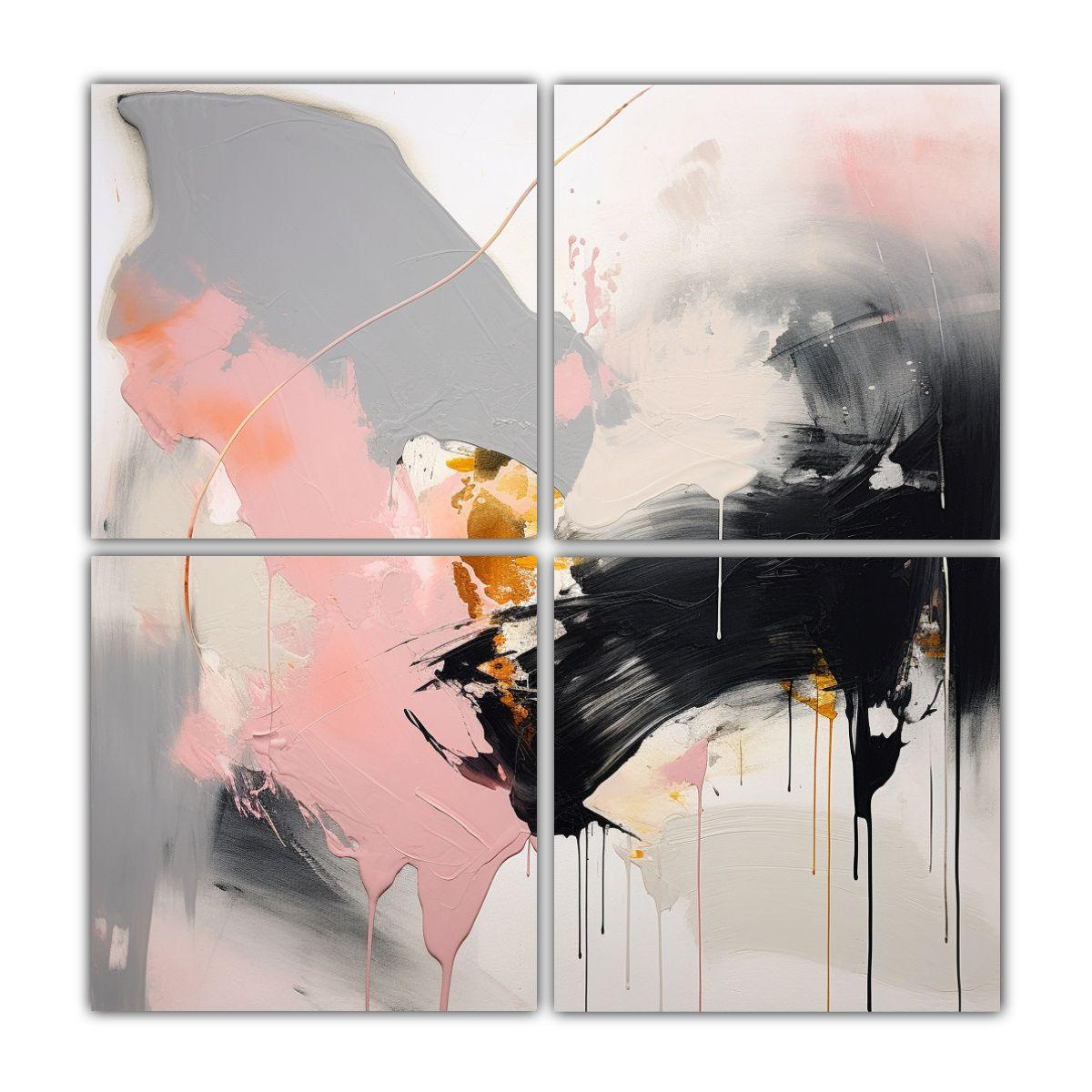 Cuatro Lienzos De Tela Modernos Vitalidad En 80x80 Cm-0