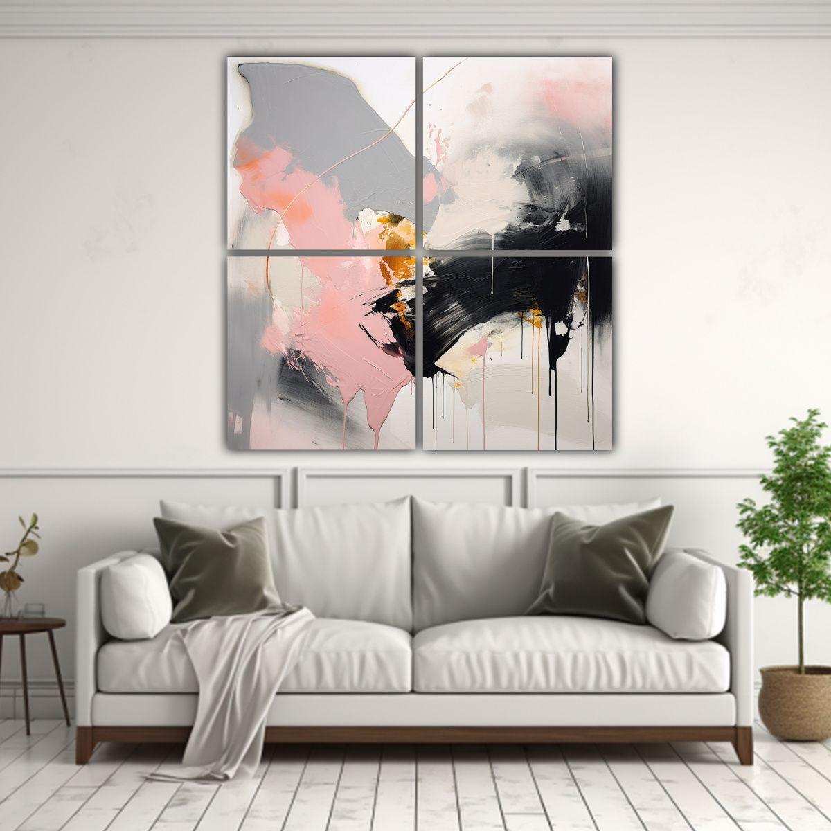 Cuatro Lienzos De Tela Modernos Vitalidad En 80x80 Cm-2