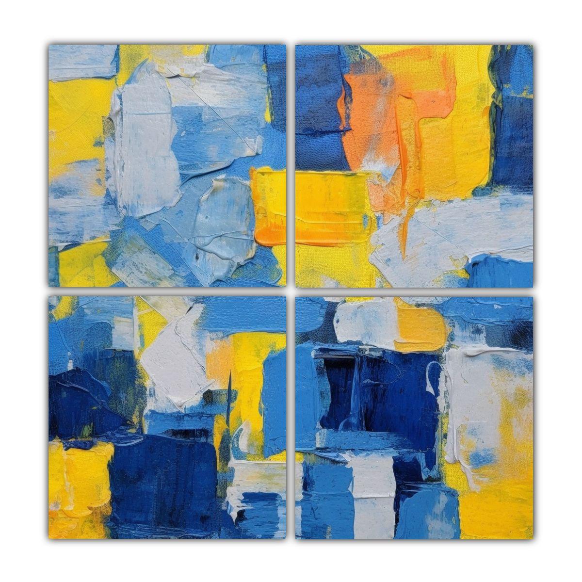 Cuatro Cuadros Composición Visión Pintura 40x40 Cm-0