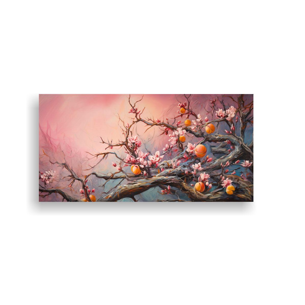 Cuadro Abstracto Detallado De Un árbol De Durazno 160x80cm-0