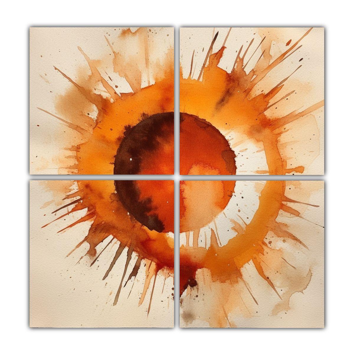 Cuadros Dibujo Modernidad Colores Cafénaranja 160x160 Cm-0