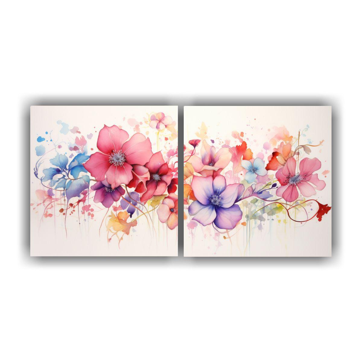 Cuadros De Flores Abstractas Acuarela Arte 120x60 Cm-0