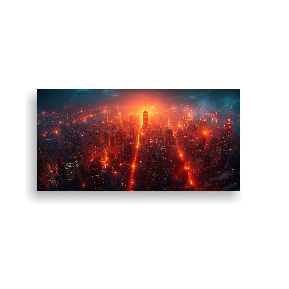 Pintura Decorativa De La Ciudad De NY De Noche 40x20cm-0