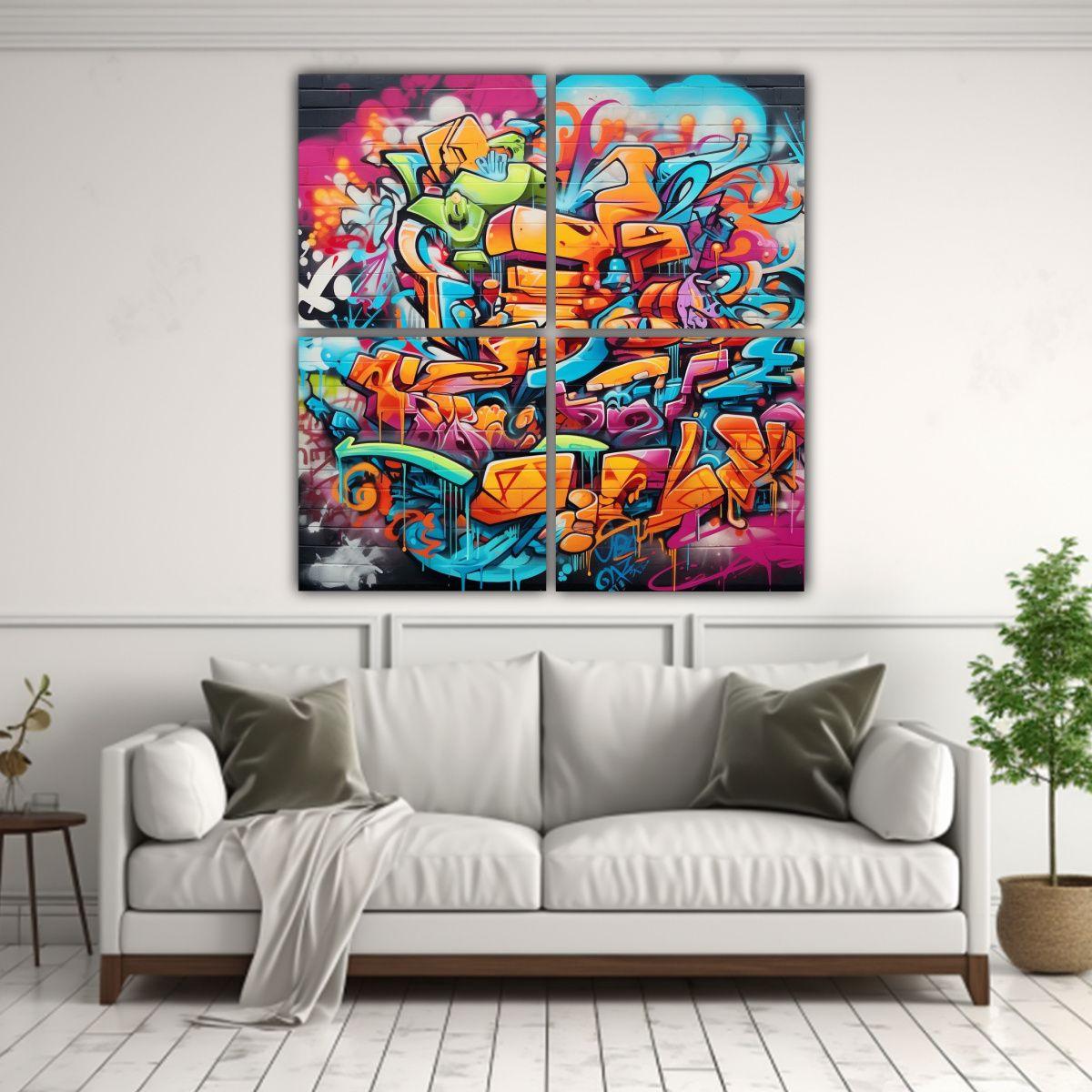 Cuadros Finas Lineas Graffiti Arte Decorativo 60x60 Cm-2