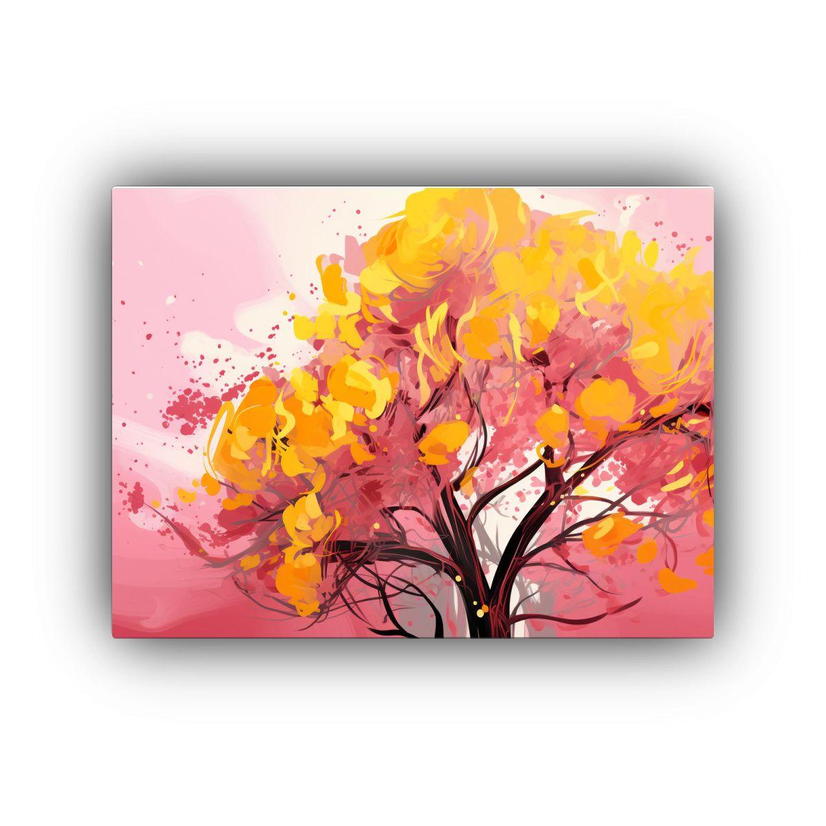 Pintura Hermoso Arte Gráfico De Un Eucalipto En Amarillo Y  90x60cm-0