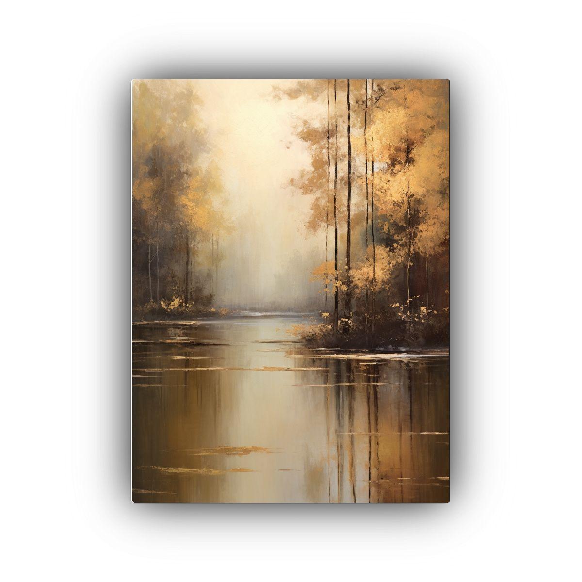 Paisaje Abstracto Con Tonos Dorados Y Reflejos De Luz 60x90cm-0