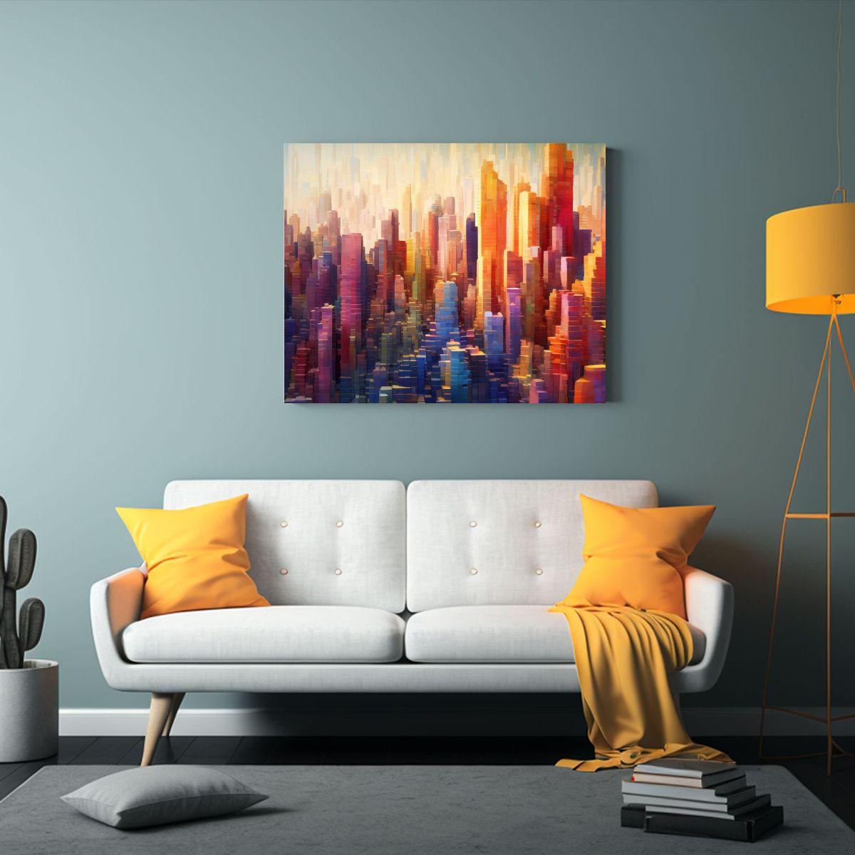 Pinturas Abstractas De Una Ciudad Increíblemente Colorida. 120x80cm-2