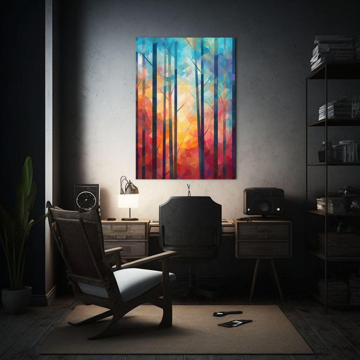 Obra Arte: 6 árboles Abstractos En Bastidor 50x75 Cm-2
