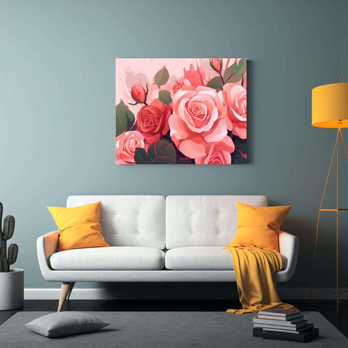 Cuadro Horizontal Vida Rosas Rojas Y Rosadas Estilo Soñador 75x50cm-2