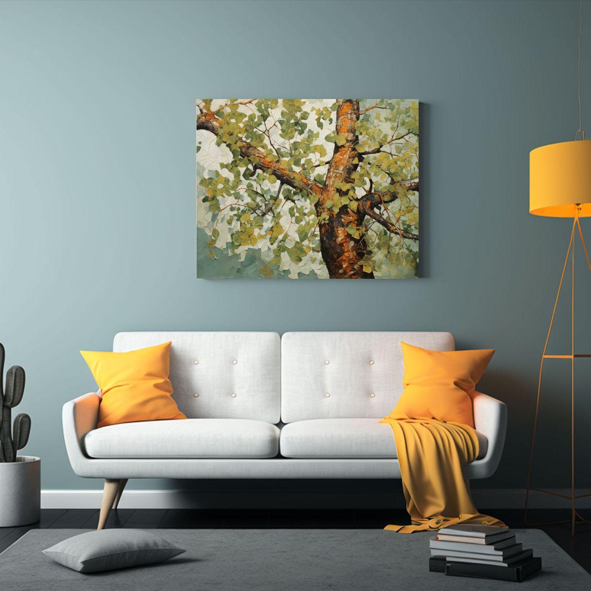 Pintura Abstracta Detallada En óleo De Un árbol De álamo  60x40cm-2
