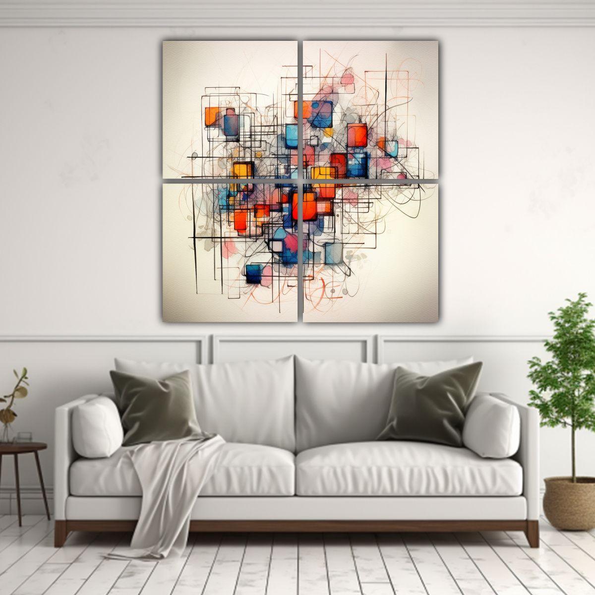 Cuadro Abstracto Estilo Galería Con Forma 60x60 Cm-2