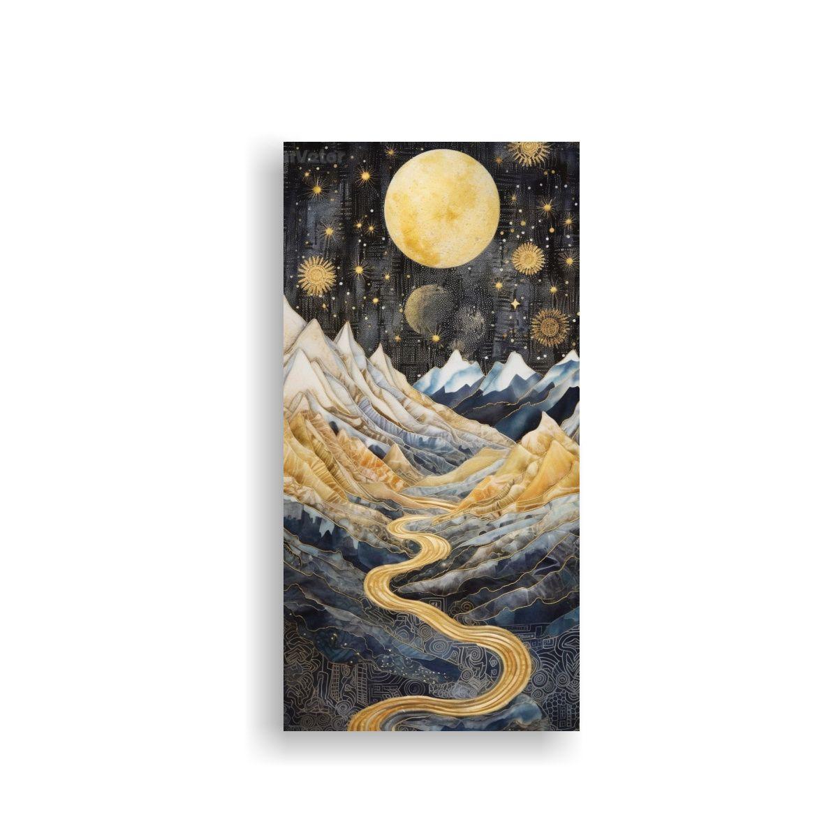 Cuadro De Arte Vanguardia Innovador Con Luna 20x40cm-0