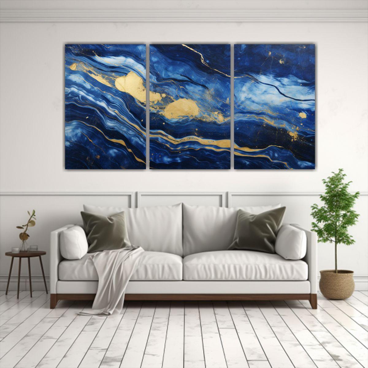 Cuadros Abstractos Textura Azul Zafiro Patrón 120x60 Cm-2
